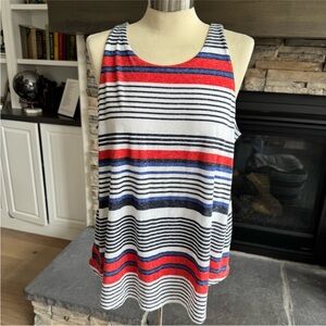 Striped Sleeveless Top - Red, Blue, and Black